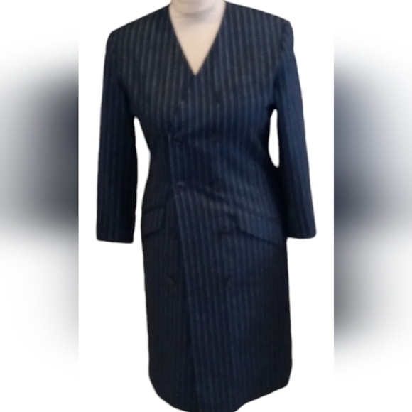 Anne Klein 100% wool jacket size 10 pinstripe Gray - Picture 1 of 12